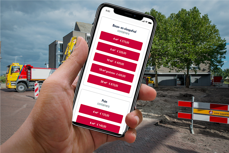 De website en webshop van Van Dalen op een smartphone